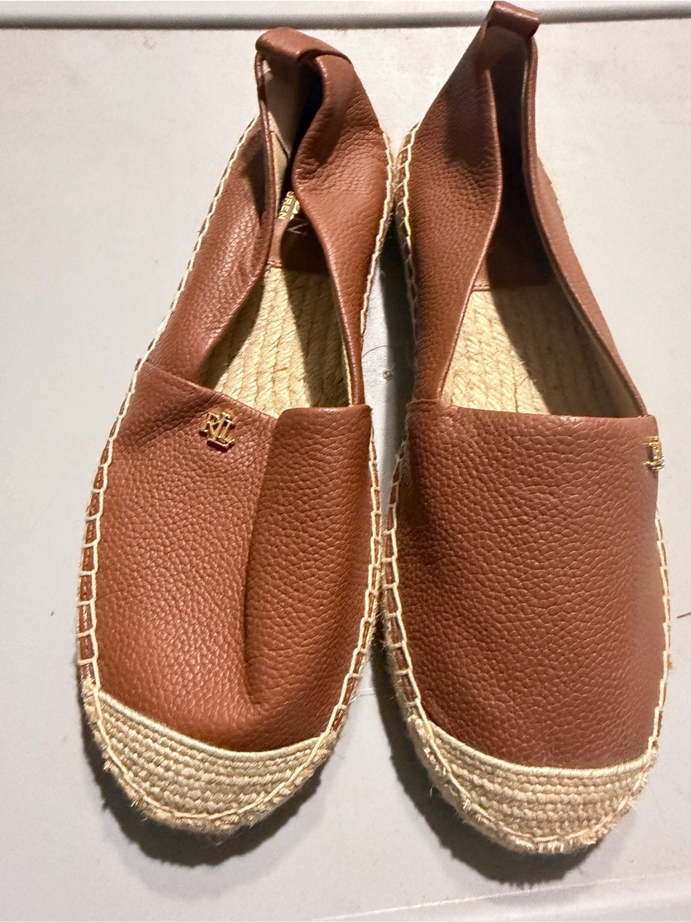 Ralph Lauren Brown Leather Espadrille Flats